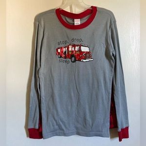 🌸Gymboree 2pc Gray FireTruck Graphic Long Sleeve Shirt & Red Pants Pj Set